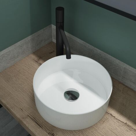Mai & Mai Waschbecken Aufsatzwaschbecken BTH: 31x31x11cm Waschschale Rund Waschbecken aus Keramik Weiß mit Nano-Beschichtung Brüssel203