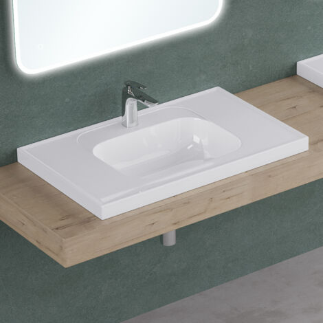 Mai & Mai Waschbecken Glänzend Weiß Einbauwaschbecken Waschtisch Mineralguss Rechteckig Waschplatz BTH: 100x50x16.5cm Colossum3601