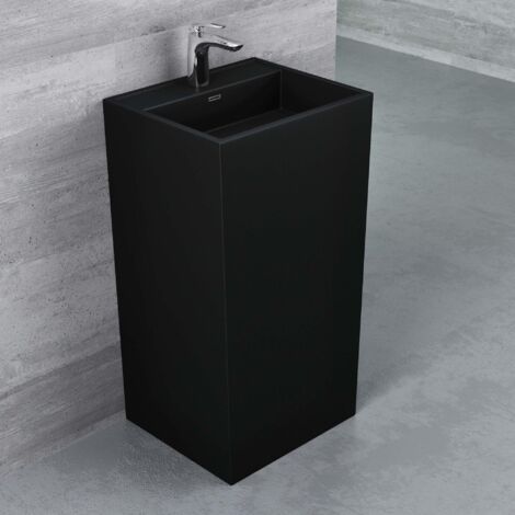 Mai & Mai Design Standwaschbecken freistehend Col34 in schwarz matt, aus Mineralguss, Waschtisch, BTH: 50x42x90cm
