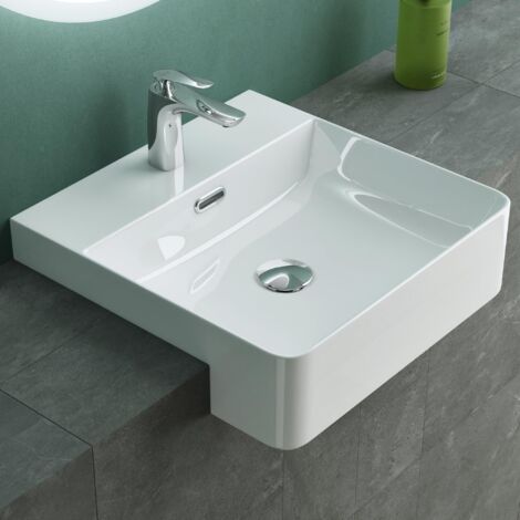 Mai & Mai Waschbecken Aufsatzwaschbecken Keramik Rechteckig Waschplatz 1 Armaturenloch Breite: 41cm Brüssel702