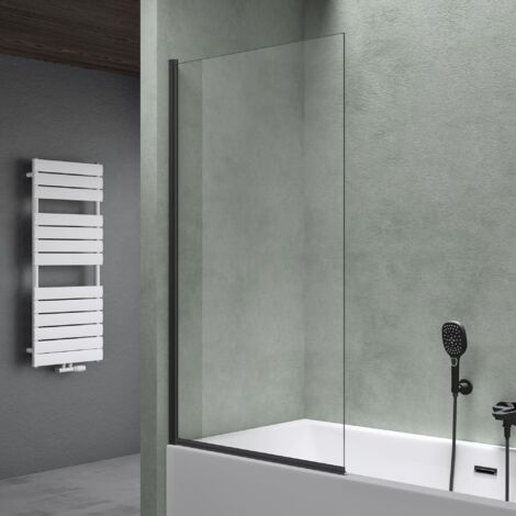 Mai & Mai Duschwand für Badewanne Sicherheitsglas mit NANO-Versiegelung Duschabtrennung Badewannenaufsatz 80x140cm Duschwand Schwarz Cortona201