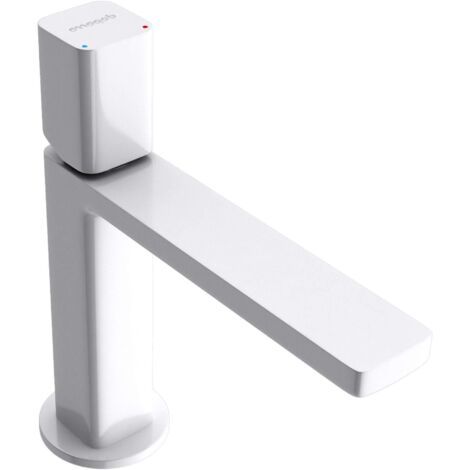 Mai & Mai Armatur Waschtischarmatur eckiges Design Badarmatur Weiß 19,6cm hoch Waschtisch-Einhebelmischer DIN-Anschlüsse WAO-7901