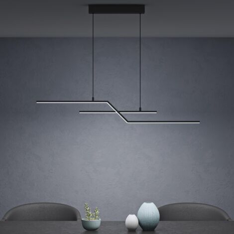 Mai & Mai Pendelleuchte 105cm LED Hängelampe Linear design 3000K/4000K/6000K Verstellbares Kabel 18W Schwarz Hängeleuchte für Esszimmer Wohnzimmer Schlafzimmer