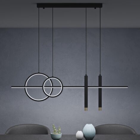 Mai & Mai Pendelleuchte 100cm LED Hängelampe Linear design 3000K/4000K/6000K Verstellbares Kabel 38W Schwarz Hängeleuchte für Esszimmer Wohnzimmer Schlafzimmer