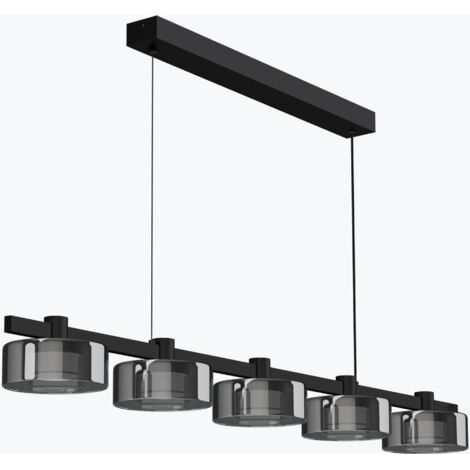 Mai & Mai Pendelleuchte 59cm LED Hängelampe Rund 5 Flammig 3000K/4000K/6000K Verstellbares Kabel Schwarz Hängeleuchte für Esszimmer Wohnzimmer Schlafzimmer