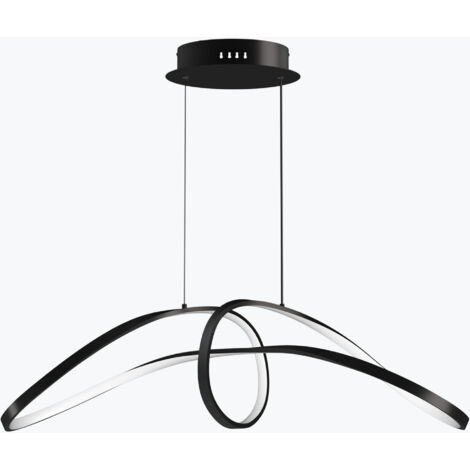 Mai & Mai Pendelleuchte 90cm LED Hängelampe Dynamisches Wellendesign 3000K/4000K/6000K Verstellbares Kabel 30W Schwarz Hängeleuchte für Esszimmer Wohnzimmer Schlafzimmer