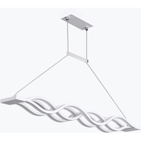 Mai & Mai Pendelleuchte Esstisch 106cm LED Hängelampe für Esszimmer, dimmbar Hängeleuchte mit Fernbedienung, 60W Weiß Esstischlampe mit verstellbarem Kabel für Wohnzimmer Schlafzimmer