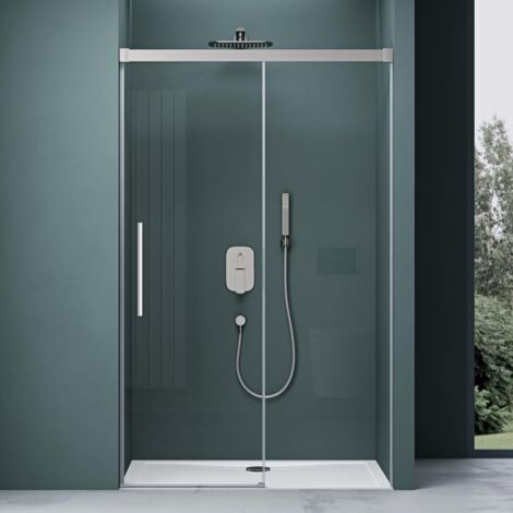 Mai & Mai Duschtür Nischentür dusche Duschabtrennung Duschkabine 120x195cm Chrom Nischenschiebetür 6mm ESG-Sicherheitsglas inkl. Soft-Close Teramo12K