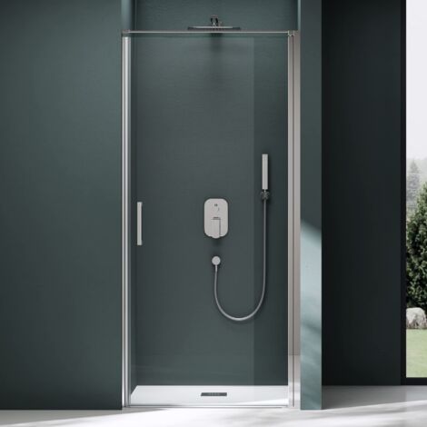 Mai & Mai Duschtür Nischentür dusche Duschabtrennung Duschkabine 100cm Schwingtür 8mm ESG-Sicherheitsglas mit Nanobeschichtung Hebe-Senk-Mechanismus Klarglas Teramo36K