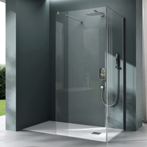 Mai & Mai Duschwand Duschabtrennung 100x140cm Walk-In Dusche 8mm Klarglas ESG-Sicherheitsglas mit Nanobeschichtung Rechteckiger Stabilisator BremenL (1/5)