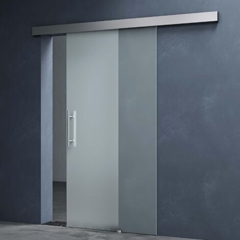 Mai & Mai Glasschiebetür komplettset softclose Amalfi in Vollsatiniert, Griffart: Stangengriff, BxH:90x215cm, 25 mm Wandabstand, inkl. Softclose-Automatik, 8mm ESG-Sicherheitsglas
