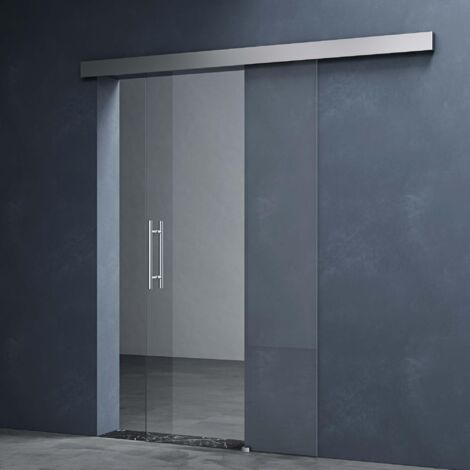 Mai & Mai Glasschiebetür komplettset softclose Amalfi in Klarglas, Griffart: Stangengriff, BxH: 90x205cm, 15 mm Wandabstand, inkl. Softclose-Automatik, 8mm ESG-Sicherheitsglas