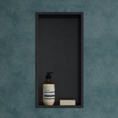 Mai & Mai Duschnische Bad Schwarz 30cm x 60cm x 8,3cm Wandnische befliesbar aus Edelstahl Duschregal einfache Montage MBK01