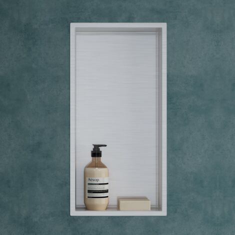 Mai & Mai Duschnische Bad Silber 30cm x 60cm x 8,3cm Wandnische befliesbar aus Edelstahl Duschregal einfache Montage MBK01
