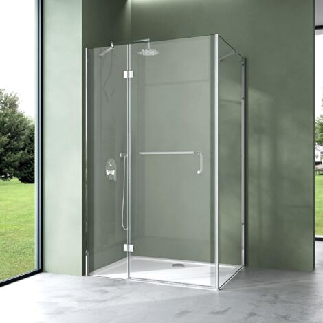 Mai & Mai Duschkabine Duschtrennwand mit Duschtasse 70x140 cm, ESG-Sicherheitsglas mit Lotus-Effekt & schmutzabweisender Nano-Beschichtung, Echtglas-Dusche R04k