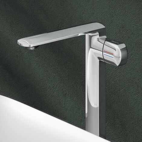Mai & Mai Armatur Bad Wasserhahn Badezimmer Waschtischarmatur Einhebelmischer Mischbatterie Bad aus Messing mit Wassersparfunktion Silber 28,1cm hoch DIN-Anschlüsse WAO-1180H (1/5)