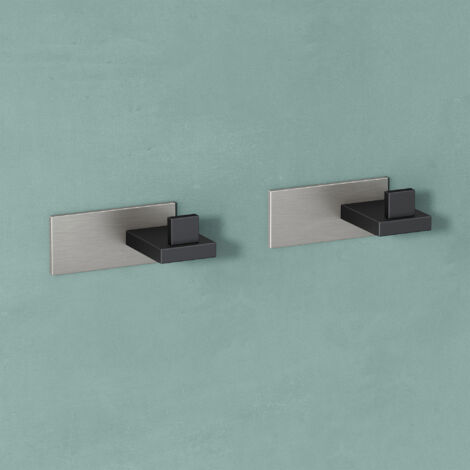 Mai & Mai Kleiderhaken 2 Stück Wandgarderobe Wandhaken aus Edelstahl Garderobenleiste Garderobenhaken 8cm Matt schwarz + Nickel gebürstet Stalo-06