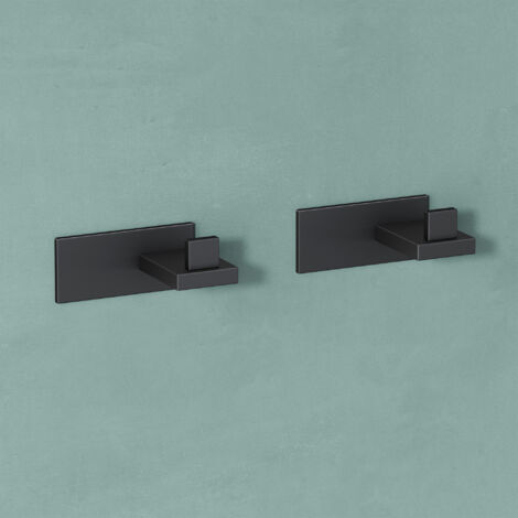 Mai & Mai Kleiderhaken 2 Stück Wandgarderobe Wandhaken aus Edelstahl Garderobenleiste Garderobenhaken 8cm Matt schwarz Stalo-06