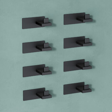 Mai & Mai Kleiderhaken 8 Stück Wandgarderobe Wandhaken aus Edelstahl Garderobenleiste Garderobenhaken 8cm Matt schwarz Stalo-06