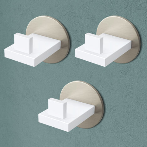 Mai & Mai Kleiderhaken 3 Stück Wandgarderobe Wandhaken aus Edelstahl Garderobenleiste Garderobenhaken 8cm Matt weiß + Nickel gebürstet Stalo-08 (1/5)