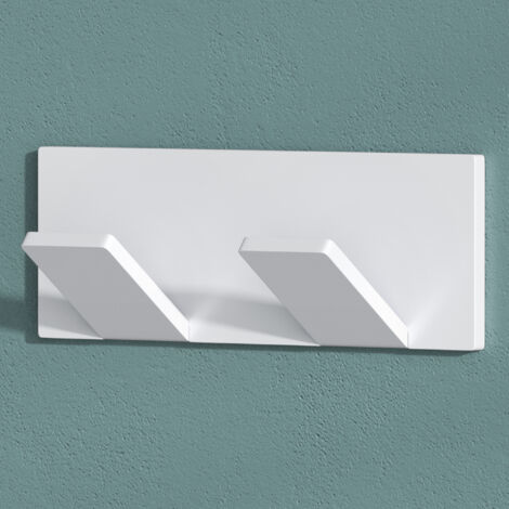 Mai & Mai Kleiderhaken ohne Bohren Wandgarderobe Wandhaken aus Edelstahl mit 2 Haken Garderobenleiste Garderobenhaken 10cm Matt weiß Stalo-02 (1/5)