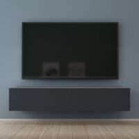 Mai & Mai Fernsehtisch Fernsehschrank TV Schrank Verdeckter Griff mit Soft-Close Lowboard Hängeschrank für Wohnzimmer in Kerneiche + Matt Anthrazit BTH: 160x40,2x30 cm Fernsehschrank02