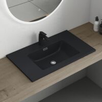 Mai & Mai Waschbecken Einbauwaschbecken Colossum02-800, BTH: 80x48x14cm, Waschtisch Einbauwaschtisch aus Mineralguss in matt Anthrazit