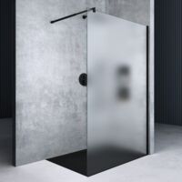 Mai & Mai Duschwand für Dusche Duschabtrennung 100x200cm Walk-In Schwarz ESG-Sicherheitsglas 8mm NANO Glas BRAM1 Bremen1VS
