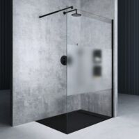 Mai & Mai Duschwand für Dusche Duschabtrennung 80x200cm Walk-In Schwarz ESG-Sicherheitsglas 10mm NANO Glas BRAM3 Bremen2MS