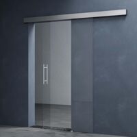 Mai & Mai Glasschiebetür komplettset softclose Amalfi in Klarglas, Griffart: Stangengriff, BxH: 90x205cm, 15 mm Wandabstand, inkl. Softclose-Automatik, 8mm ESG-Sicherheitsglas