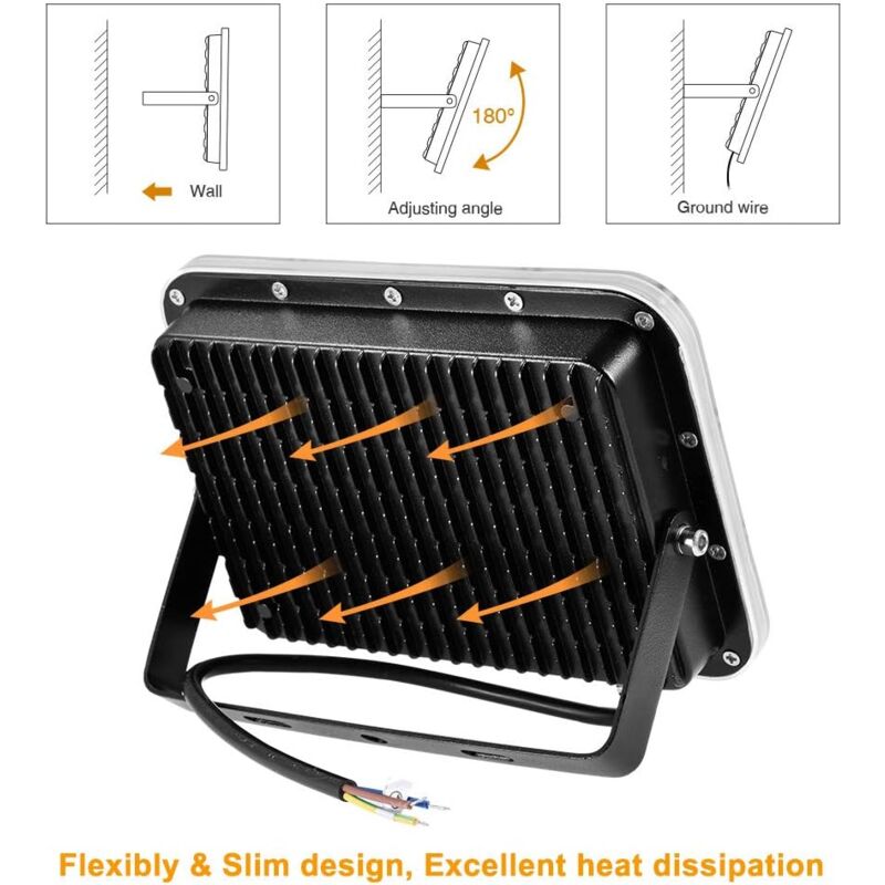 Faretto LED Esterno 100W - 10000 Lumen, Bianco Freddo 6500K, IP67 Impermeabile, Per Giardino E Garage
