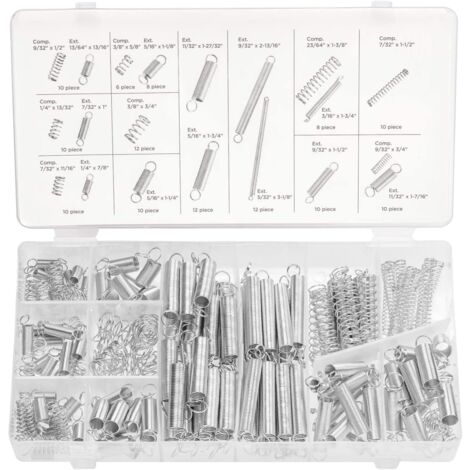 AERZETIX Set 200 Molle Di Compressione Ed Estensione - 20 Misure In Scatola Trasparente, Assortimento Per Fai Da Te E Riparazioni - 5