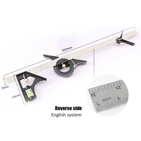 Squadra Combinata In Acciaio Inossidabile - Goniometro E Righello Per Carpentiere, Misura Angoli Con Precisione - Foto 13