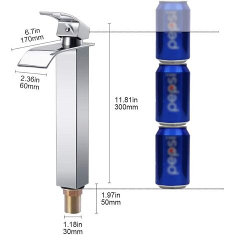 Grifo de baño con cascada, mezclador de lavabo, caño alto, cromado, diseño moderno - DPZO