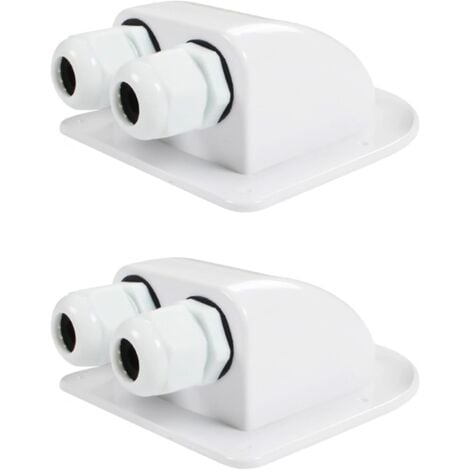 BNGXR Passage De Toit Solaire, 2 Pièce Passe-câble Solaire En ABS, Double Entrée De Câble Passe-Toit Pour Camping Car Presse-étoupe D'entrée De Câble Solaire Boîte De Câble Pour Caravane (Noir