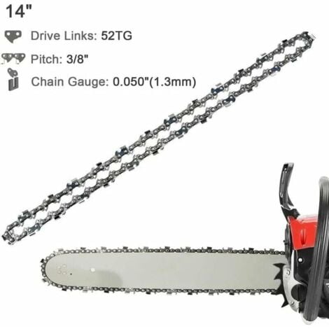 Cadena de motosierra de 52 eslabones, paso LP de 3/8", calibre 1,3 mm (0,50"), bajo retroceso, paquete de 4. Cadenas de motosierra de 52 eslabones para espada de 35 cm (14") - DPZO