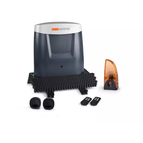 Scs Sentinel – Kit motorisation à crémaillères pour portail coulissant jusqu'à 5m et 500kg – 2 télécommandes incluses – Kit sécurité avec photocellules (1/10)