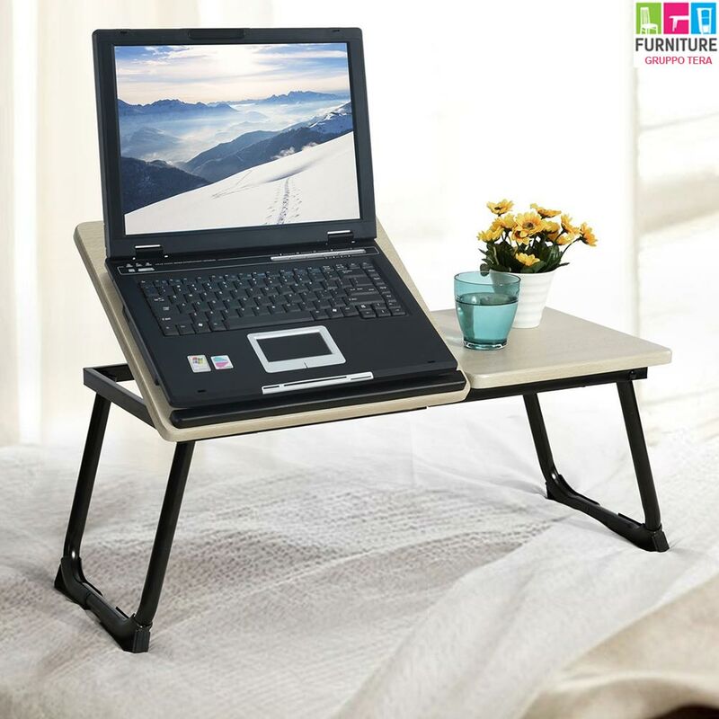 Tavolino Vassoio Da Letto Divano Per Notebook Pc Laptop Pieghevole Leggio 65x30