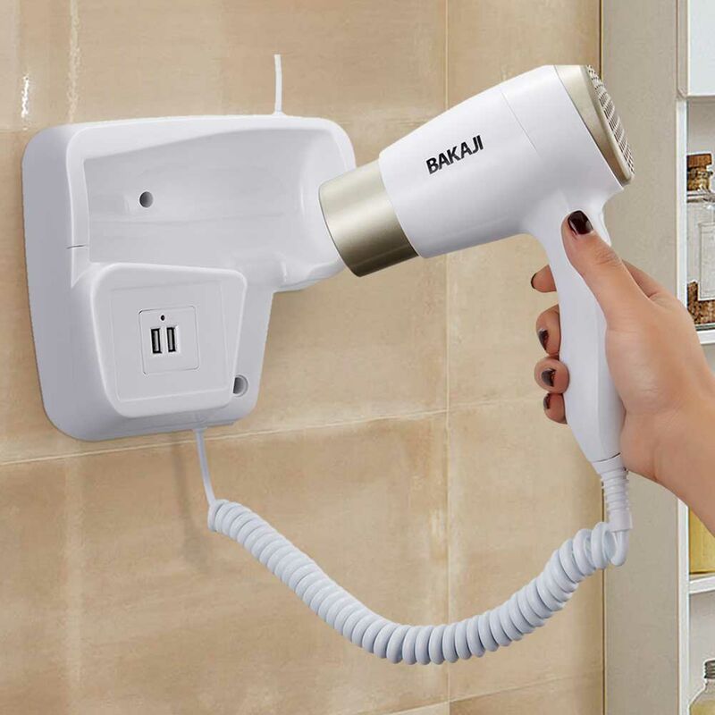 2X Asciugacapelli da parete 1300W con pulsante di sicurezza acceso/spento e 2 velocità alberghi spogliatoi palestre Montaggio a muro ideale per hotel Idea salvaspazio anche il bagno di casa 