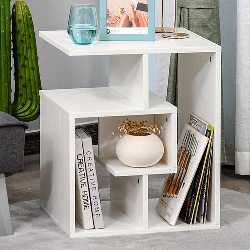 Libreria Tavolino Divano Design Moderno 4 ripiani 45x40x55cm casa ufficio Bianco BAKAJI