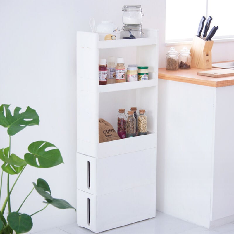 Carrello Portaoggetti da Cucina Slim Salvaspazio Bianco Industrial con –  Esplodia