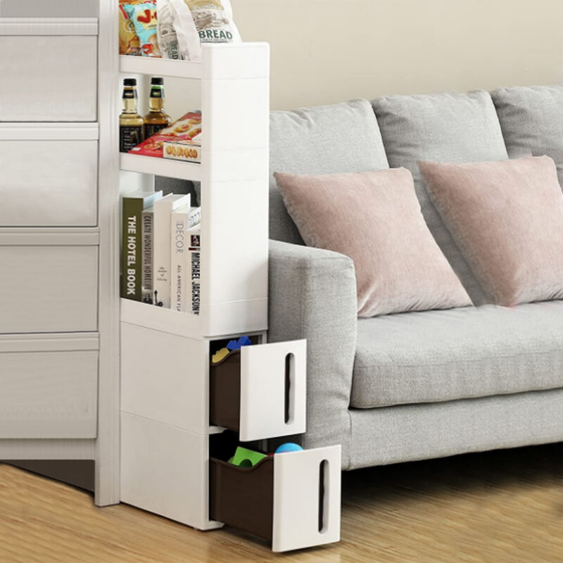 Shally Dogan Carrello Portaoggetti Slim - 4 Ripiani Con Ruote Per Cucina, Bagno O Ufficio, 50x16x80 Cm Nero/Bianco - Foto 10