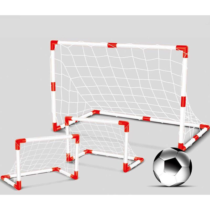 Set Kit 3 Porte da Calcio Giocattolo Soccer Tre Dimensioni Rete in Nylon  Bambini