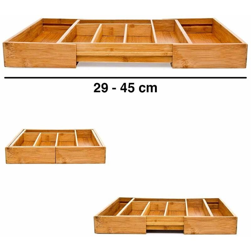 Portaposate da cucina in legno con cassetto in bambù 