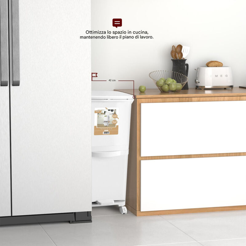 Zalydala Pattumiera a 3 scomparti, per cucina, 42 l, 4 ruote (2 freni