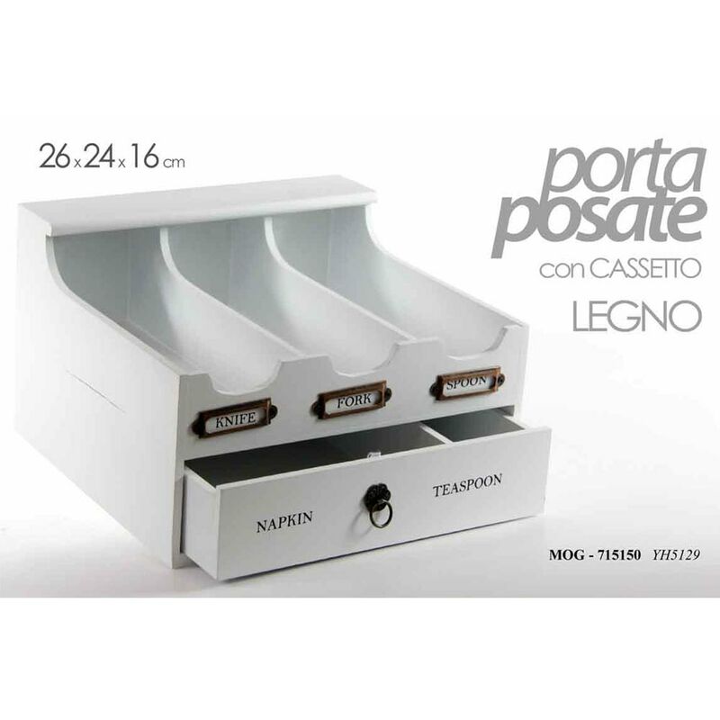 Portaposate Cucina 3 Scomparti con Cassetto Portatovaglioli e Porta  Cucchiaini