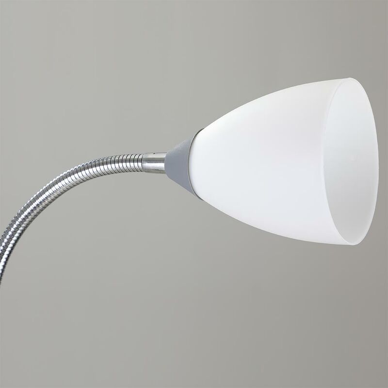 Lampada Da Terra Bakaji Doppio Paralume - Design Moderno, Metallo, Altezza 180cm, Luci E27 E E14, Argento - Foto 4