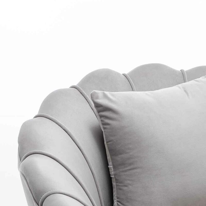 Mr.do Poltrona Sedia Grigio Chiaro in Velluto Sedia Imbottita Scandinavian Design Aspetto di Rame Ottone Placcato Finitura Oro Acciaio Struttura in Metallo Soggiorno Camera da Letto Cafe 