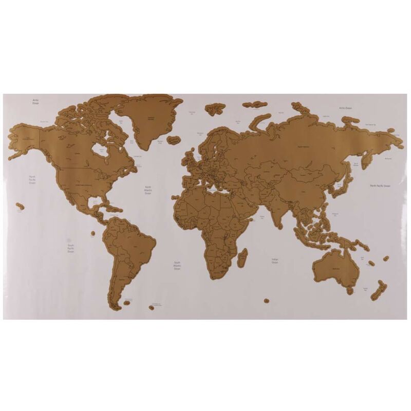 Poster Mappamondo da Grattare Cartina Geografica Mappa del Mondo 60x40  Bianco