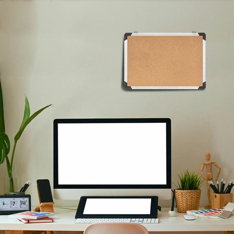 Lavagna Magnetica Con Bacheca Sughero 60x40cm Bakaji - Con Pennarello, Magneti E Puntine